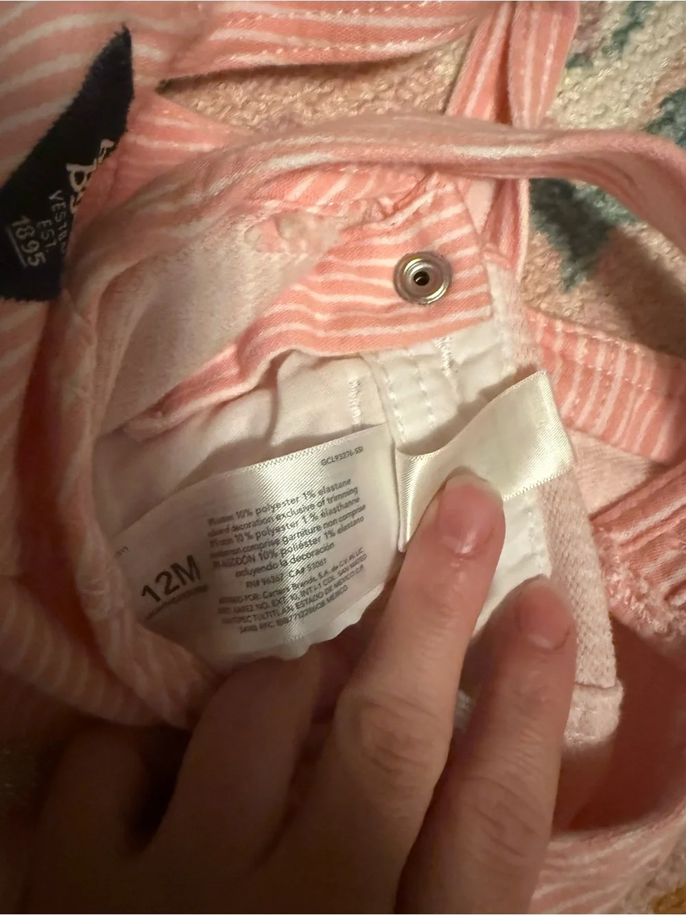 OshKosh B'gosh Coral Pink Pinstripe Overalls with Gold Drawstring